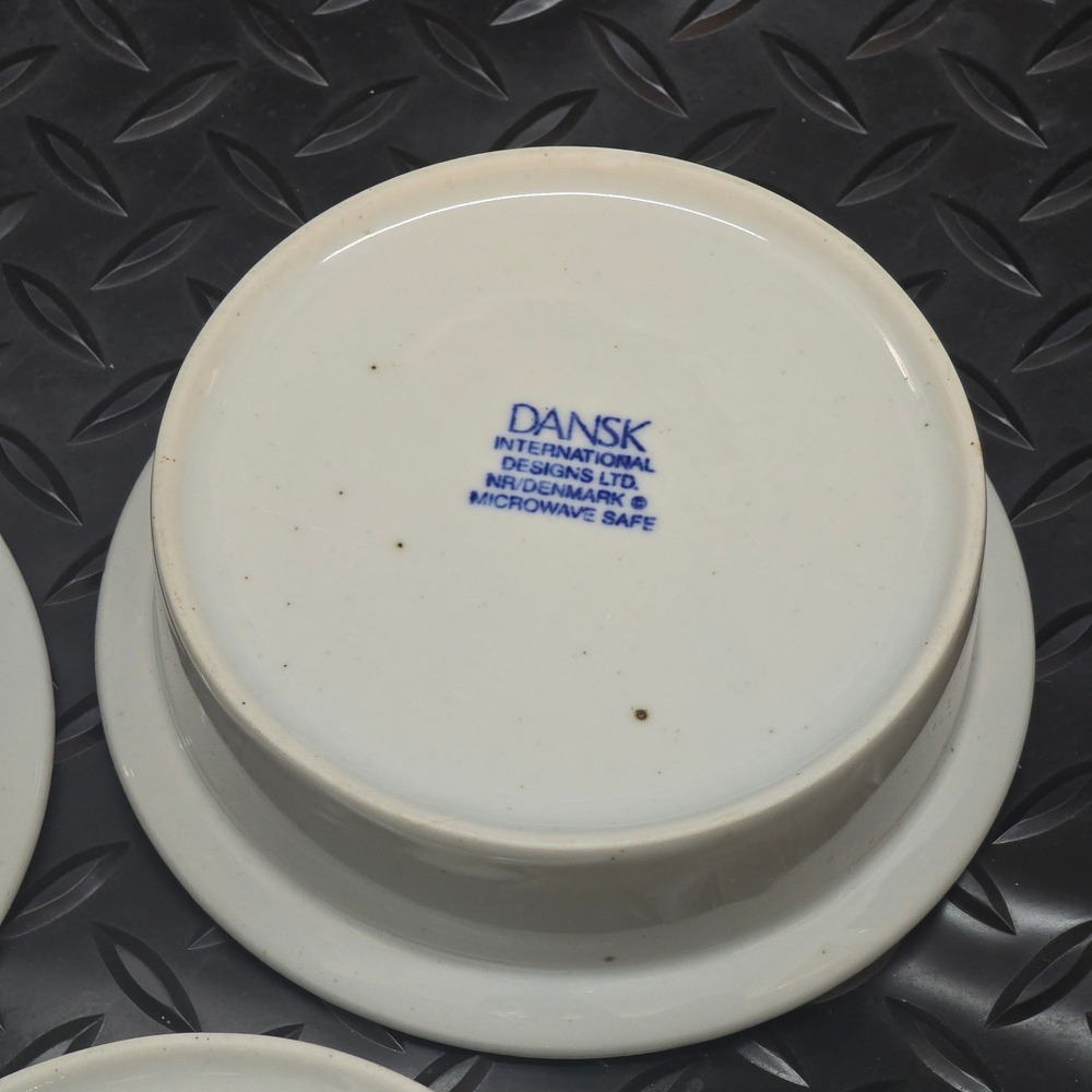 Dansk International Designs Denmark Blue Rim Cream Ramekins Set of 5 Small Bowls - Picture 6 of 13